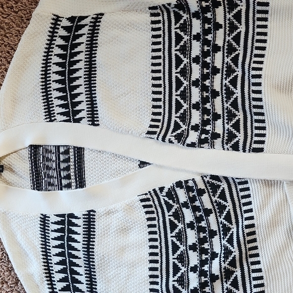 Express cardigan tunic oversized sweater drop shoulder black white XS - Picture 3 of 9